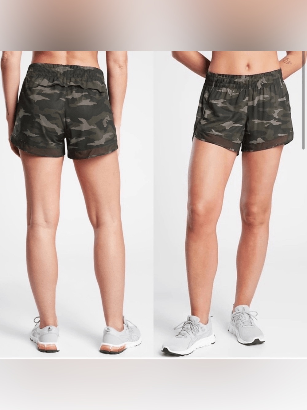 Athleta Camouflage Mesh Shorts Camo Green Size XS